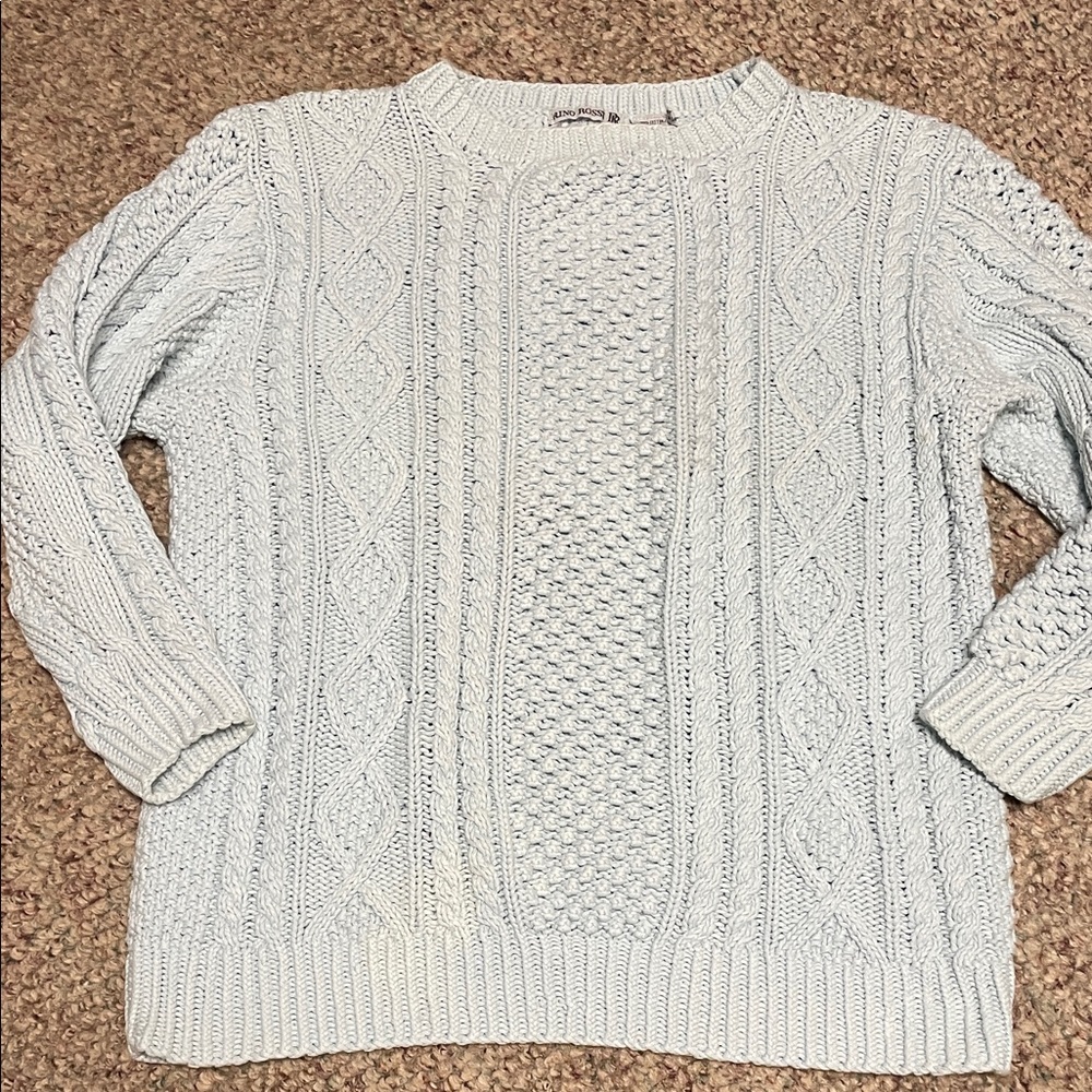 Rino Rossi hand knit baby blue Cable Knit Sweater -